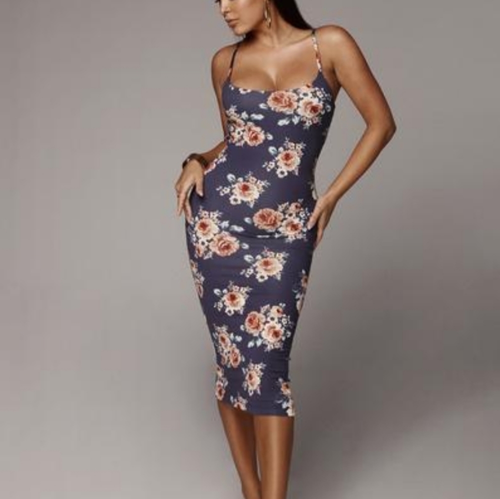 Floral Dress Navy Blue